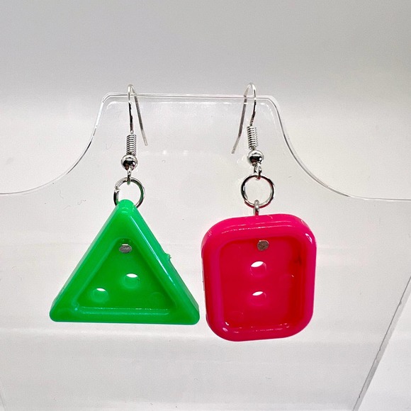 Button Earrings - Crafter Earrings - 90s Earrings - Y2K Earrings - Barbiecore - Picture 1 of 11